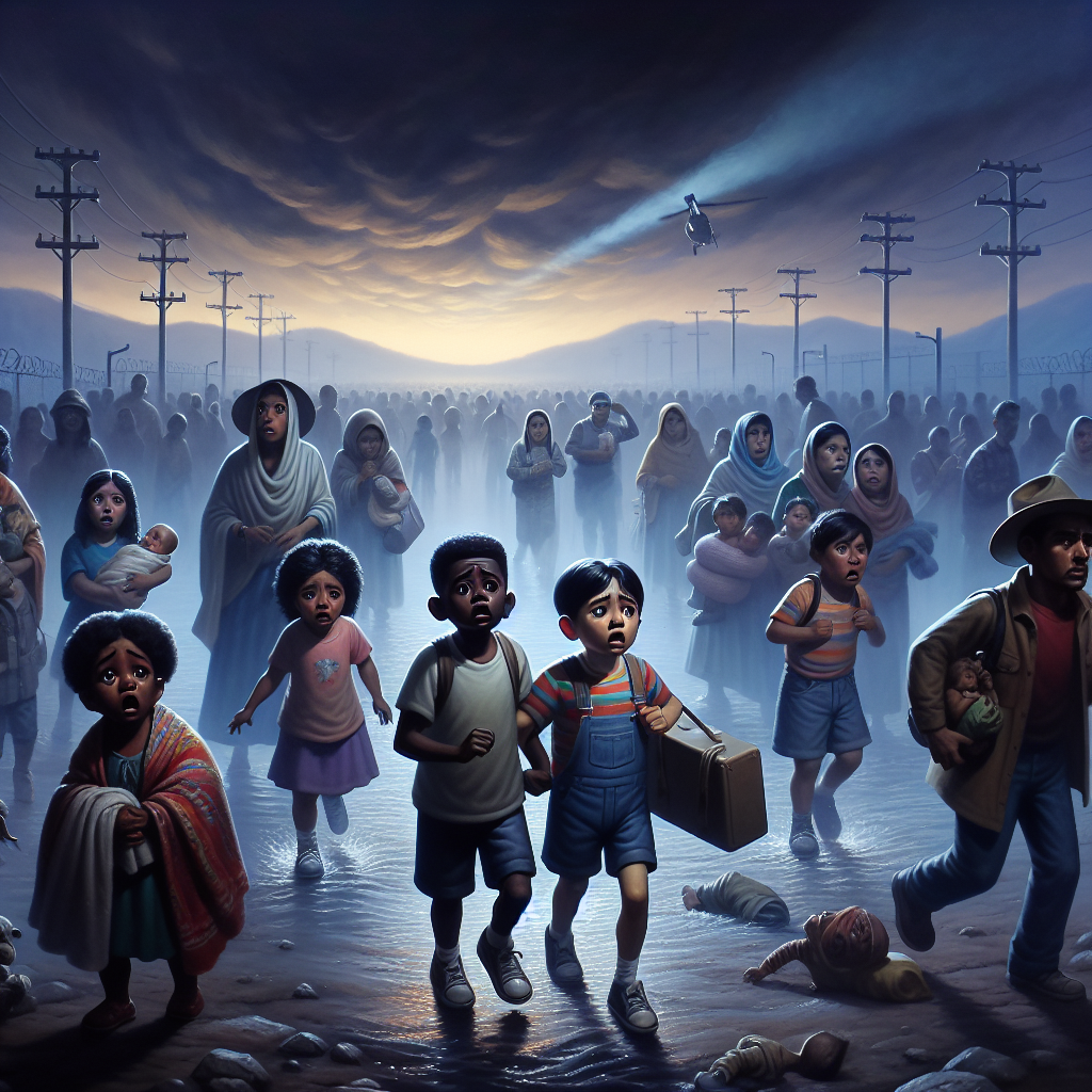 Scared Children Crossing The Boarder